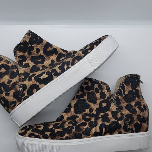 Steve Madden Women Claud Wedge Sneaker Ankle Boots Animal Print Size 5 - Picture 1 of 7